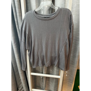 Simply Vera Vera Wang Gray Ribbed Long Sleeve Tee XL